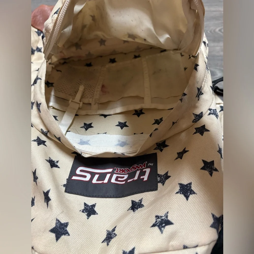 Star Patterned Trans Jansport Backpack - Cream and Brown